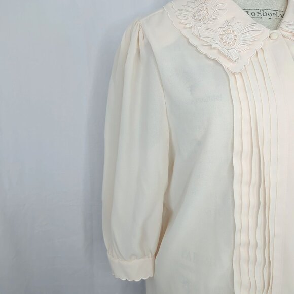 Vintage Josephine Blouse Large Cream Pin Tuck - Picture 3 of 9